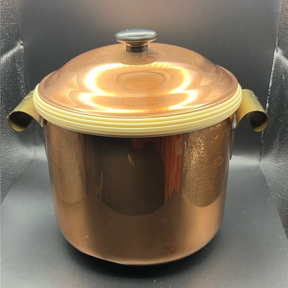 Mid-Century MCM Vintage Copper Ice Bucket with Lid & Liner